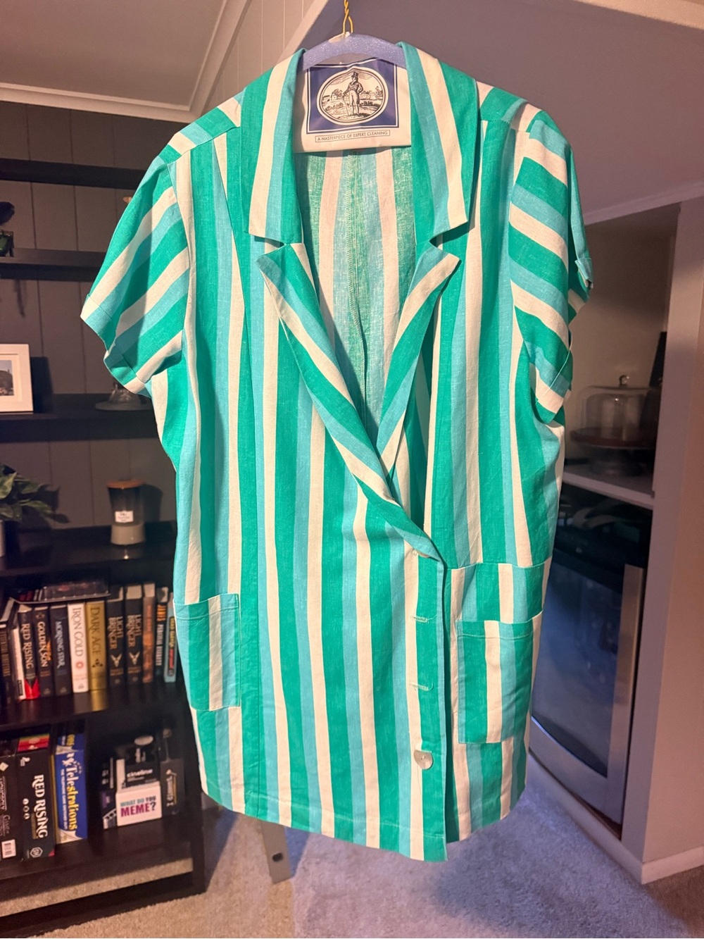 Show Me Your Mumu green Stripe Button-Front Women’s blazer romper